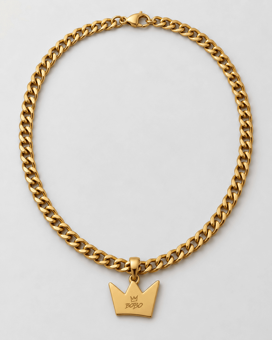 BOBO Crown Pendant Chain in Antique Gold, back view
